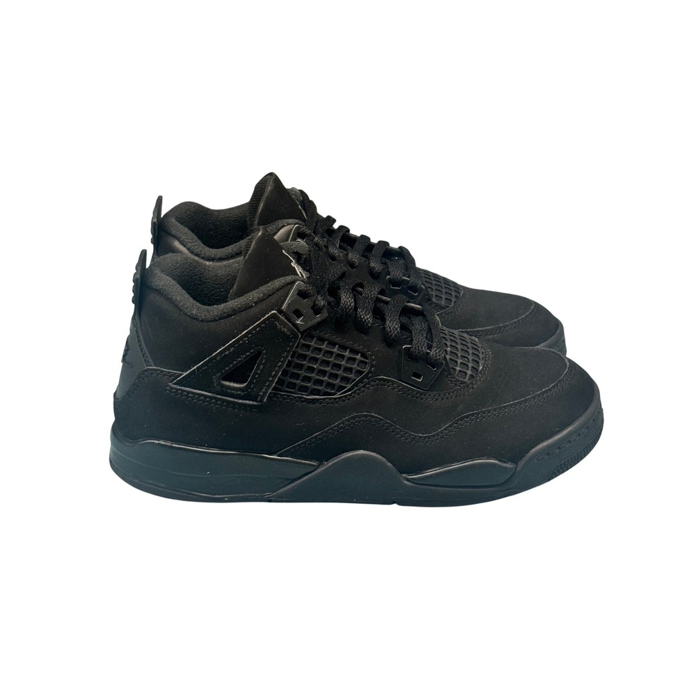 Size 3 - Jordan 4 Retro Black Cat Kids Triple Black Sneakers IB4388-010